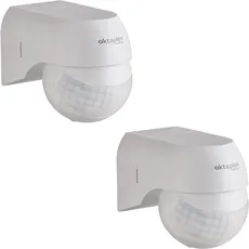 Bild Oktaplex 2er Set Ana Bewegungsmelder Aussen schwenkbar 230 V IP44 180° Bewegungssensor 12 m Reichweite Weiss Aufputz PIR-Sensor