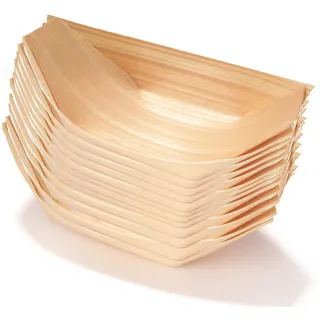 KAIAIWLUO 50Pcs Holzboot Teller,50 PCS Bambus Geschirr Holzboot Gerichte Serviertabletts Einweggeschirr Bambus Schalen Schüssel Servierschüssel für Fingerfood Currywurst Pommes Sushi