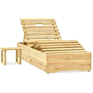 vidaXL Garten-Sonnenliege mit Tisch und Auflage Kiefer Imprägniert - Blau