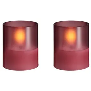Moods & More LED glass candle - Hurricane - Vintage Rose - 47x57 mm - 2 pcs