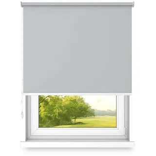 time4blinds Rollos Verdunkelungsrollo Freihängendes Rollo ohne Kassette Wand- oder Deckenmontage Großes Format UV-Schutz Thermische Eigenschaften Solides Design 140x260 cm Mondlichtgrau - rechts