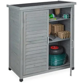 Relaxdays Gartenschrank , Holz, Metall , 86.5x97x47 cm , Gartenzubehör, Geräteschuppen
