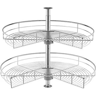 Vevor nierenförmiger Chrom-Eck-Organizer 360° drehbare Gewürzregal Organizer, 2-stufiges höhenverstellbares Lagerregal (23 kg belastbar), Lazy Susan-Ersatzregal aus Karbonstahl für Schrankecken