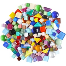 500 g unregelmäßige Kristall-Mosaikfliesen, kleine Partikelfarbe, Aufkleber, Kristallglas Fliesen, Kristallhandwerk für DIY handgefertigte dekorative Materialien (gemischte Farben-Serie)