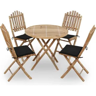 Best Möbel Gartenmöbel Set Balkonmöbel-Set 5-tlg. Garten-Essgruppe mit Kissen Klappbar Bambus - Gartenmöbelgarnituren CL7241530 3parcel - Schwarz