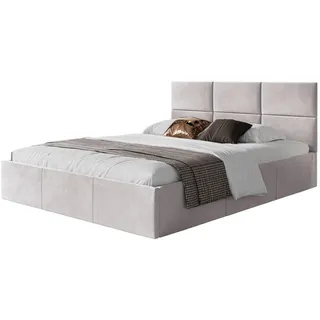 Selsey Polsterbett Nestio Hellbeige Samt 140x200 cm , Textil , 140x200 cm , Schlafzimmer, Betten, Polsterbetten