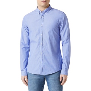 Scotch & Soda Herren Essential Poplin Shirt Hemd, Light Blue Small Stripe, L