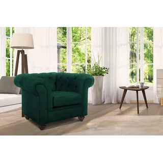 Sessel HOME AFFAIRE "Duc Chesterfield", grün, B:105cm H:74cm T:89cm, Samtoptik (100% Polyester);Samtoptik (100% Polyester);Luxus-Microfaser Lederoptik (100% Polyester), Sessel, Sessel, hochwertige Knopfheftung im Rücken, Samtoptik mit changierender Optik