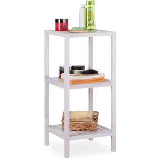 Relaxdays Badregal Walnuss, 3 Ablagen, offen, quadratisch, Badezimmer Regal Holz, HBT 79,5 x 36 x 36cm, Standregal, weiß