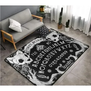 PASPRT Skull Head Witch Board Teppich Für Wohnzimmer Home Decoration Schwarze Gothic Teppiche Schlafzimmer rutschfeste Bodenmatte 80X120Cm