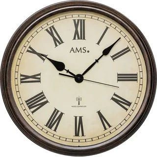 AMS Funk-Wanduhr, Funkwerk, D42x8cm, 5977 - Schwarz
