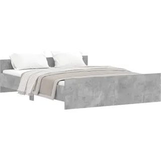 vidaXL Bettgestell mit Kopf- und Fußteil Betongrau 160x200 cm - Grau