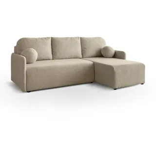 lookway Ecksofa Cuddle Textil mit Schlaffunktion und Bettkasten 2-Sitzer Beige