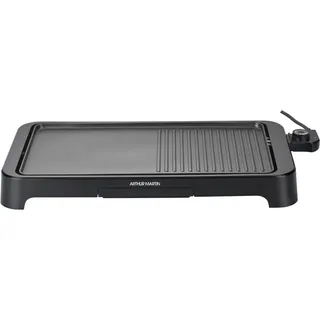 Elektrischer Grill – ARTHUR MARTIN – AMPL204 – 2000 W – Zwei Temperaturzonen – Antihaftbeschichtung – Einstellbares Thermostat – Schwarz - Schwarz
