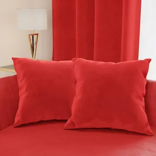 PETTI Artigiani Italiani - 2 Sofakissen aus Samt mit Füllung, Schlafzimmer-Kissenbezüge, Möbelkissen mit verdecktem Reißverschluss, rote Samtkissen 2 Stück - 50 x 50 cm
