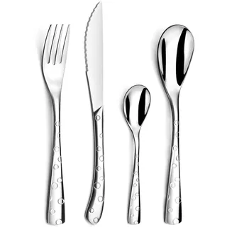 Amefa Besteck-Set FLOCON, Tafelbesteck mit Seifenblasen-Gravur, für 6 Personen, Edelstahl glänzend, 24-teilig