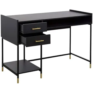 Schreibtisch Tedy , 2 Schubladen, Holz und Metall, schwarz - Atmosphera créateur d'intérieur - Schwarz