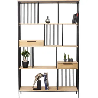 Kare Design Regal Modena, großes, offenes Wandregal, Bücherregal aus Holz und Metall, edler Raumtrenner für Wohn -und Esszimmer, modernes Regal, Raffiniertes Regal, 200x125x35cm (H/B/T)