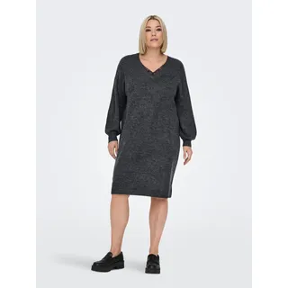 ONLY CARMAKOMA Strickkleid »CARMANIFESTA LS V-NECK DRESS KNT BF«, mit Spitze am Ausschnitt, grau