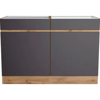 kochstation Spülenschrank KS-Riesa 120 x 60 x 82 cm Grau