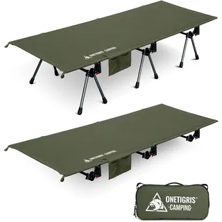 OneTigris SUPRANUBIS Feldbett klappbar 190×70 cm, tragbar Campingbett faltbar leicht, Klappbett Camping bis 150 kg für Zelt, Outdoor, Reisen, Garten, Büro (Ranger Grün)
