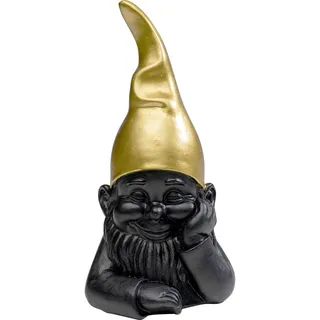Kare Design Deko Figur Zwerg Schwarz/Gold, Deko Objekt, Dekoration für Wohnzimmer, Schlafzimmer, Büro, Regale, Gartenzwerg, Accessoire, 21x10x9cm (H/B/T)