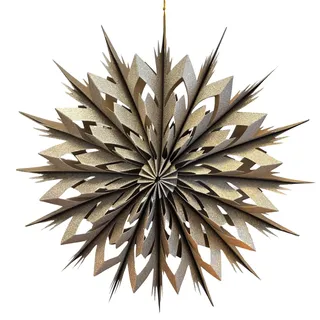 Papierstern zum Aufhängen: Großer Weihnachtsanhänger Gold, Faltbarer Stern-Anhänger Weihnachten & Winter, Weihnachtsdeko Fenster & Tür, Deko Weihnachtsanhang Glitzernd, Weihnachtsschmuck, 30 cm