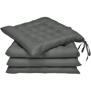 Beautissu Sitzkissen 40 x 40 x 5 cm Anthrazit 4-tlg.