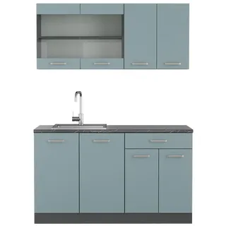 Vicco Küchenzeile R-Line 140 cm Blau-Grau