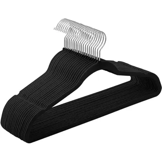 SONGMICS Kleiderbügel Samt, 20er Set, Bügel, Jackenbügel, 41,5 cm breit, Anzugbügel, dünn, gut belastbar, um 360° drehbarer Haken, für Mäntel, Hemden und Anzüge, schwarz CRF026B20