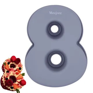 Meajore Kuchenform Zahlen, 25 cm Silikon Zahlenbackform Antihaftend – Backform Zahlen 8 für Number Cakes & Geburtstagskuchen