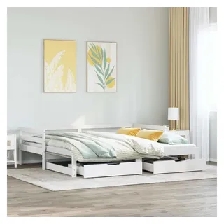 vidaXL Tagesbett Ausziehbar mit Schubladen ohne Matratze Weiß 80x200cm