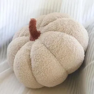 Hovoto Kürbis Kissen, 3D Gefüllte Kürbis Dekokissen, Schlafzimmer Dekoration, Halloween Kürbis Deko Kissen, Kürbis Überwurfkissen, Home Decoration, Creme, 30cm
