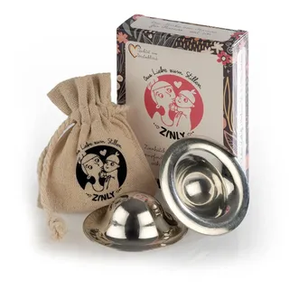 ZINLY Stillhütchen XL aus hochwertigem Reinzinn - Brustwarzenschutz - Bietet Schutz und Linderung für gereizte Brustwarzen - MADE IN GERMANY - Zinnhütchen, Brustwarzen Abdeckungen (2 Stück)