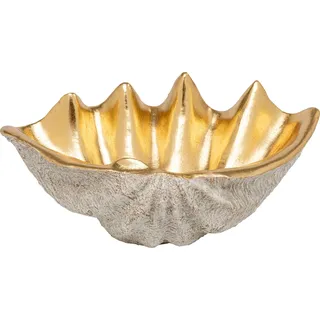 Kare Design Deko Schale Noble Shell, Obstschale, Dekoschale, Polyresin, Handbemalt, Unikat, 14x41x27 cm (H/B/T), Gold
