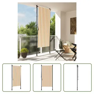 The Living Store Außenrollo Orange und Weiß 120x270 cm Stoff und Stahl - Orange