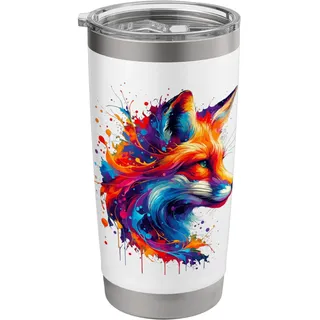 Splash Art Fuchs Füchse Doppelwandiger Edelstahl-Thermobecher