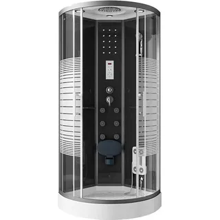 HOME DELUXE - Komplettdusche BLACK PEARL - Maße 100 x 100 cm, inkl. Regendusche, Radio und Zubehör I Duschtempel Fertigdusche, Dusche, Duschtempel - Schwarz
