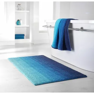 Badematte DYCKHOFF "Colori 09285" Gr. 4, blau, H:14mm, Bio-Baumwolle, Badematten, Badematte