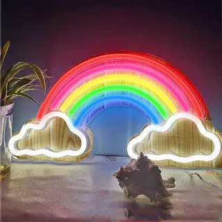 Excerando Regenbogen Lampe - Stromversorgungüber USB-Kabel Neon Schild Stimmungslicht Led Wanddeko, Neon Licht Leuchtreklame für Wandleuchte Kinderzimmer und Regenbogen Deko Kinderzimmer