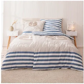 termana TRAUMHELDEN Anker Bettwäsche 135x200 · Bettwäsche-Set · Moin Moin · 1 Kissenbezug 80x80 + 1 Bettbezug 135x200 cm - 100% Baumwolle · 2-teilig