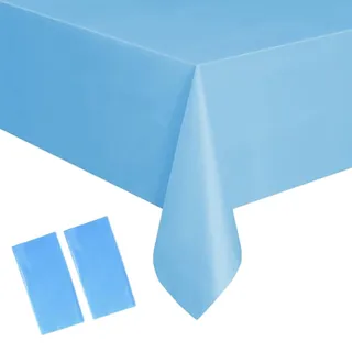 2Stück Einweg Tischdecke Hellblau Kunststoff Tischdecken Rechteckig,137 * 274cm Tischdecke Rolle wasserdichte Ölbeständig Garten Tischtuch Papiertischdecke für Party,Geburtstag,Hochzeiten,Weihnachten
