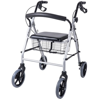 RIDDER Rollator Eco, schwarz | höhenverstellbar | mit Ablagekorb | mit Fach | mit Sitzfläche