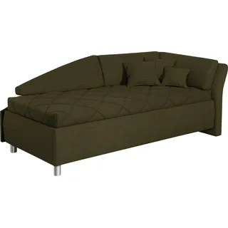 Alina Schlafsofa »Lindsay« Bettkasten, Zierkissen-Set aus: 2 Stk. 40x40cm, 1 Stk. 30x30cm, grün