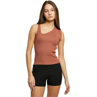 Urban Classics Damen TB6024-Ladies Rib Knit Asymmetric Top Trägershirt/Cami Shirt, Terracotta, XS