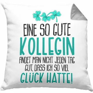 Beste Kollegin Kissen mit Füllung 40x40 Geschenk Spruch Arbeitskollegin Geschenkidee Geburtstag Abschied Jobwechsel (Grau)