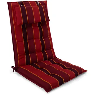 Beautissu Hochlehner Auflage 119 x 50 x 8 cm Rot-Gestreift 1 St.