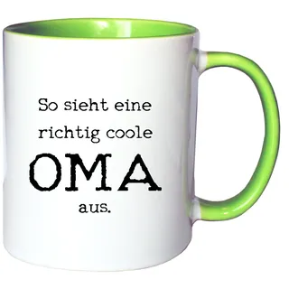 Mister Merchandise Kaffeetasse Becher So Sieht eine richtig Coole Oma aus Omi Großmutter, Farbe: Weiß-Grün
