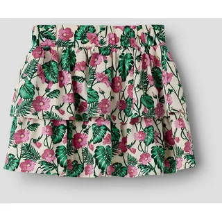 Name It Volantrock "NKFVINAYA SKIRT FFF NOOS" Kunstfaser, Stretch, Allover Druck, summer sand aop:hibiscus