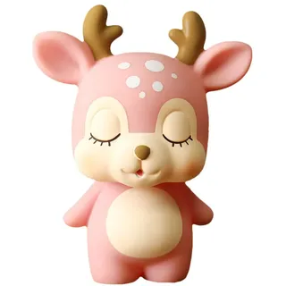 NUOBESTY Spardose Mädchen Hirsch Sparschwein Karikatur Tier Spartopf Geld Kasten-Karikatur Tiermodell Kinder Kleinkinder (pink) 15.4 x 10 x 19.3cm